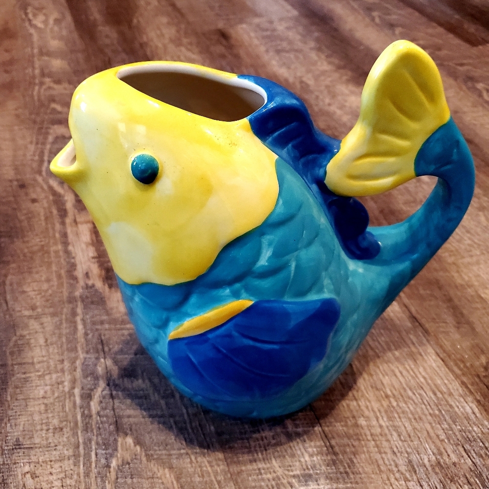 Vintage Treasure Craft Colorful Fish Pitcher